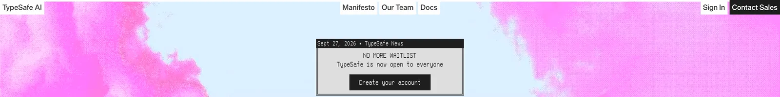 TypeSafe landing page section