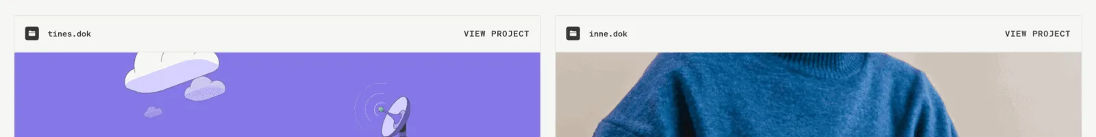 Works · Dokument landing page section