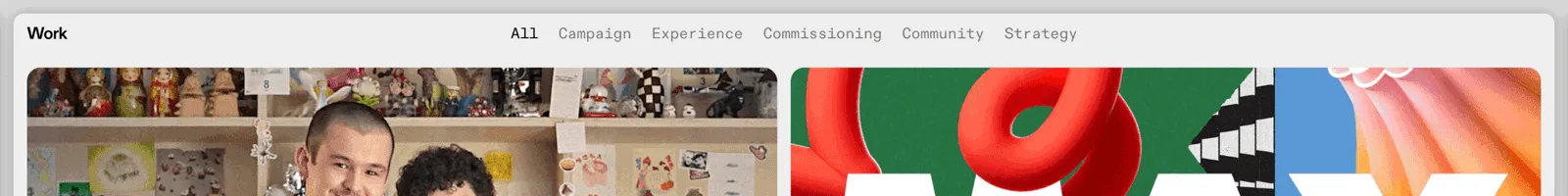 Works · Anyways landing page section