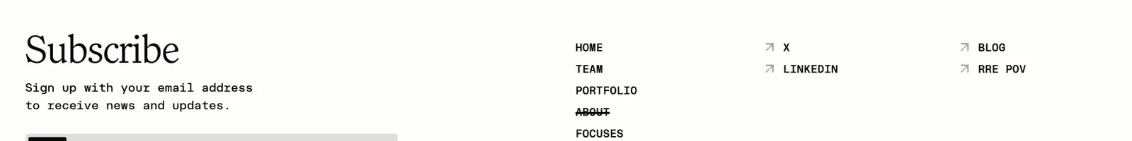 Footer · RRE landing page section