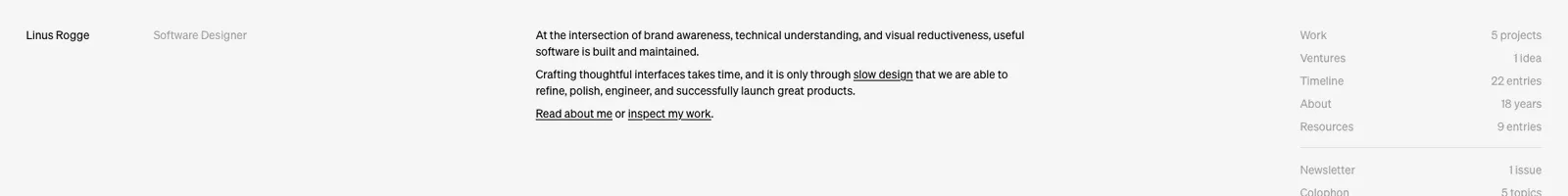 Hero · Linus Rogge landing page section