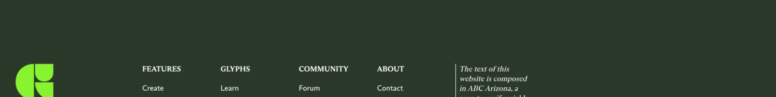Glyphs Footer section