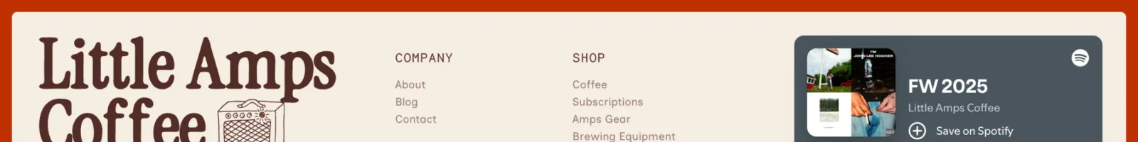 Little Amps Coffee Footer section
