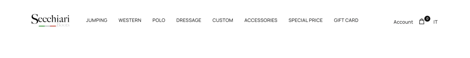 Secchiari Boots Hero section