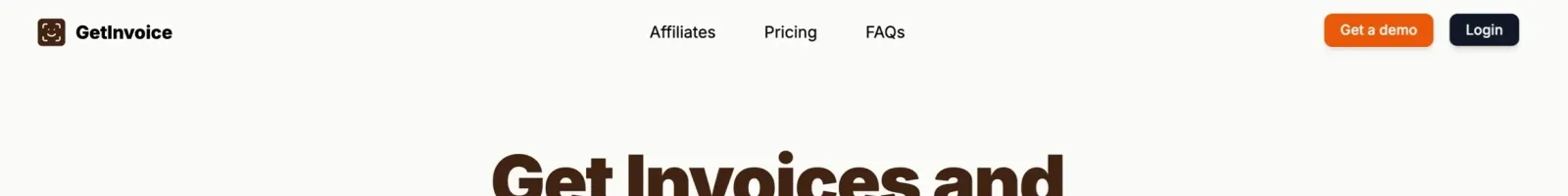 GetInvoice Hero section