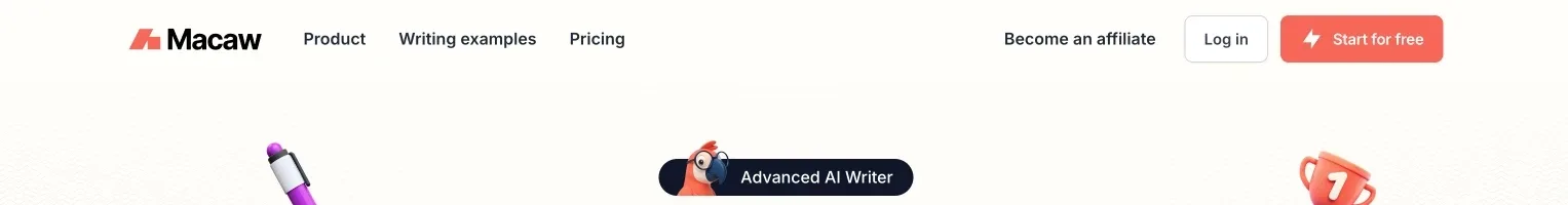 Macaw Hero section