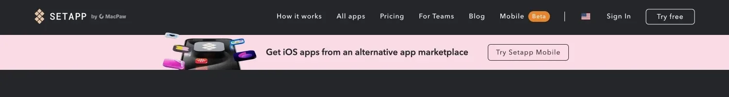 Setapp Hero section