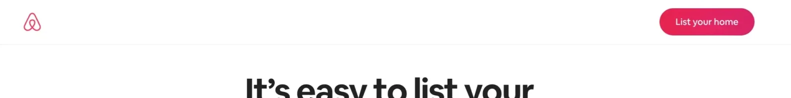 Airbnb Homes Hero section