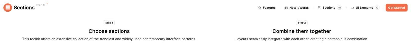 Features · Sections landing page section