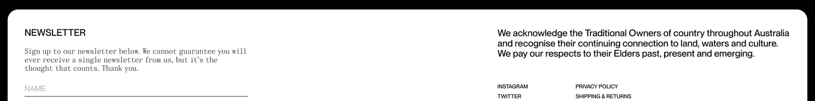Newsletter · After Hours landing page section
