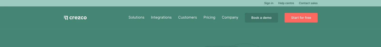 Hero · Crezco landing page section