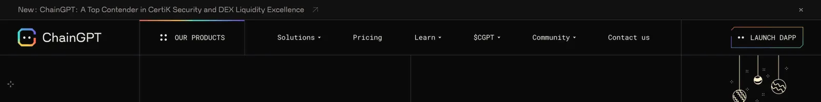Hero · ChainGPT landing page section