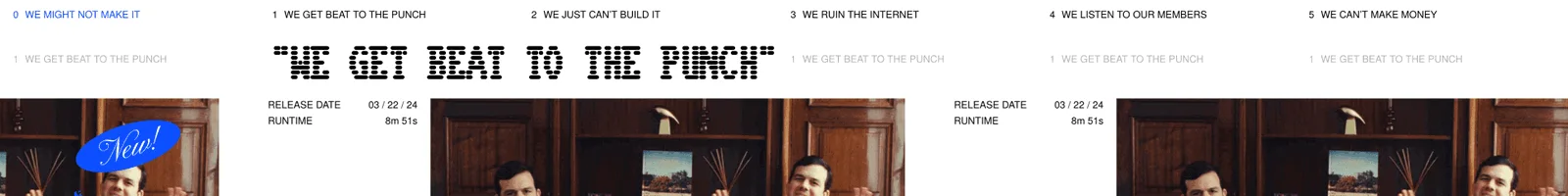 Articles · We Might Not Make It landing page section